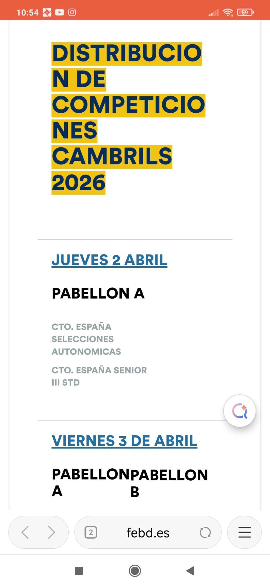 PROXIMOS CAMPEONATOS DE SELECCIONES  AUTONOMICAS Y DE STANDARD A CELEBRAR EN LA LOCALIDAD DE CAMBRILS  2026
